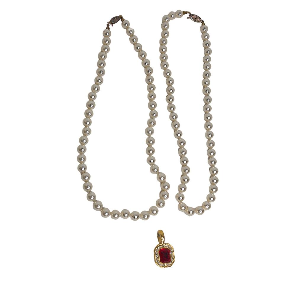 Roman 2 Faux Pearl Chokers with Pendant Vintage READ - Picture 8 of 8